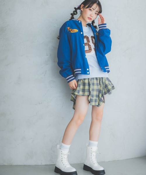 repipi armario（レピピ アルマリオ）の「チェックラップフウヘムスカート（スカート・キッズ・ブラック/グリーン/ベージュ/レッド/ブルー・SMALL/MEDIUM/LARGE）」の9枚目の写真