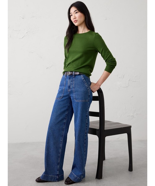 BANANA REPUBLIC FACTORY STORE（バナナリパブリック ファクトリーストア）の「BANANA REPUBLIC FACTORY STORE　　フォーエバークルーネックセーター（ニット/セーター・レディース・ワイン/ブラック/ライトパープル/サーモンピンク/キャメル/ホワイト/グレー/レッド/コーラル/ブルー/グリーン/ブルー系その他/レッド系その他/グリーン系その他・M/S/XS/L）」の21枚目の写真