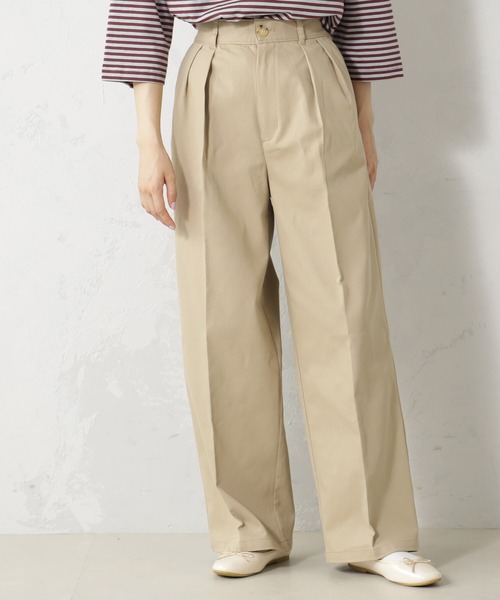 FOUND GOOD（ファウンドグッド）の「ストレッチノワイドパンツ（チノパンツ・レディース・ネイビー/ベージュ/アイボリー/グリーン系8・S/M/L）」の19枚目の写真