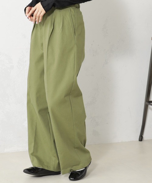 FOUND GOOD（ファウンドグッド）の「ストレッチノワイドパンツ（チノパンツ・レディース・ネイビー/ベージュ/アイボリー/グリーン系8・S/M/L）」の11枚目の写真