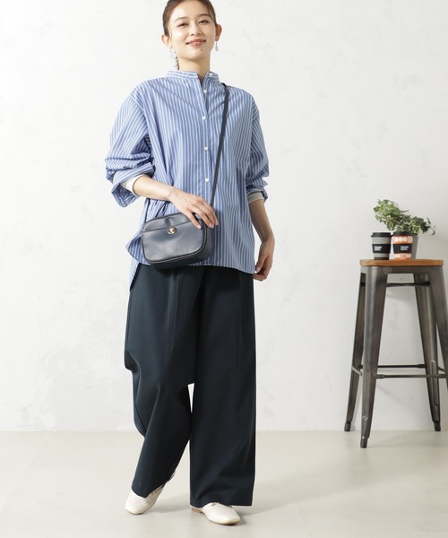 コットンリネンストレッチパンツ・ノータック/40代50代からの