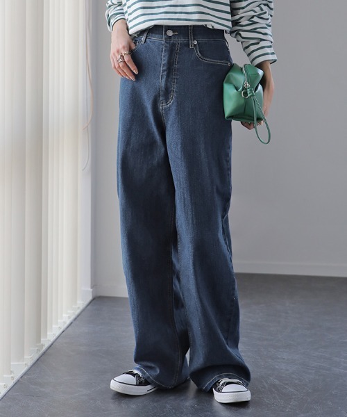 HUG.U(ハグユー)の「ハイライズデニムパンツ(デニムパンツ・レディース・インディゴブルー/ライトインディゴブルー/ブラック/ワンウォッシュ・S/M/L/XL)」の2枚目の写真