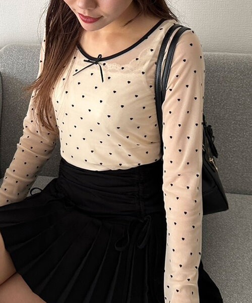 OLIVE des OLIVE（オリーブデオリーブ）の「シアインナー（Tシャツ/カットソー・レディース・アイボリー/ブラック/チェック・FREE）」の19枚目の写真