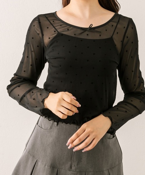 OLIVE des OLIVE（オリーブデオリーブ）の「シアインナー（Tシャツ/カットソー・レディース・アイボリー/ブラック/チェック・FREE）」の12枚目の写真