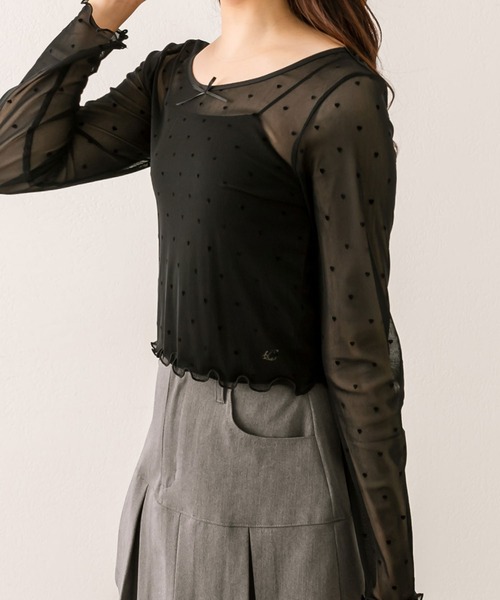 OLIVE des OLIVE（オリーブデオリーブ）の「シアインナー（Tシャツ/カットソー・レディース・アイボリー/ブラック/チェック・FREE）」の11枚目の写真