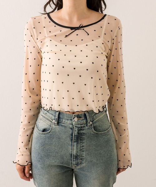 OLIVE des OLIVE（オリーブデオリーブ）の「シアインナー（Tシャツ/カットソー・レディース・アイボリー/ブラック/チェック・FREE）」の10枚目の写真