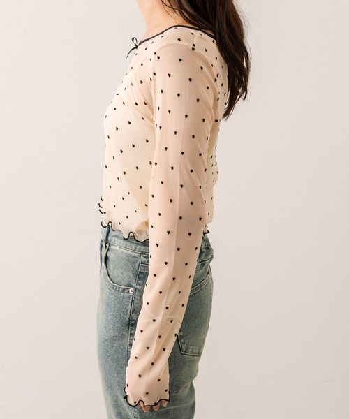 OLIVE des OLIVE（オリーブデオリーブ）の「シアインナー（Tシャツ/カットソー・レディース・アイボリー/ブラック/チェック・FREE）」の9枚目の写真