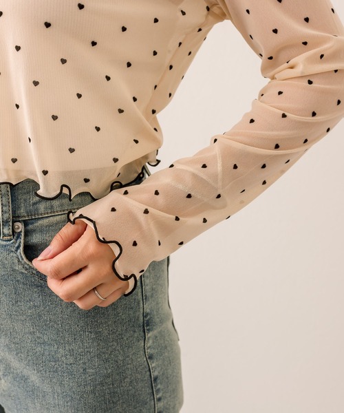 OLIVE des OLIVE（オリーブデオリーブ）の「シアインナー（Tシャツ/カットソー・レディース・アイボリー/ブラック/チェック・FREE）」の5枚目の写真