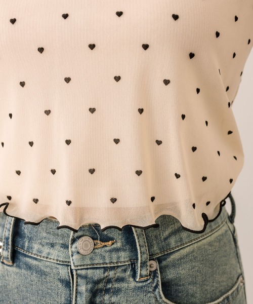 OLIVE des OLIVE（オリーブデオリーブ）の「シアインナー（Tシャツ/カットソー・レディース・アイボリー/ブラック/チェック・FREE）」の4枚目の写真