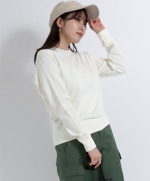 【セール】Champion（チャンピオン）ワンポイントロゴ刺繍クルーネックスウェットトレーナー レディース/長袖プルオーバー（スウェット）｜Champion（チャンピオン）