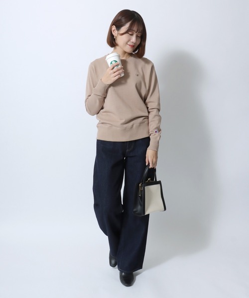 【セール】Champion（チャンピオン）ワンポイントロゴ刺繍クルーネックスウェットトレーナー レディース/長袖プルオーバー（スウェット）｜Champion（チャンピオン）