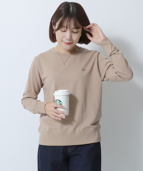 【セール】Champion（チャンピオン）ワンポイントロゴ刺繍クルーネックスウェットトレーナー レディース/長袖プルオーバー（スウェット）｜Champion（チャンピオン）