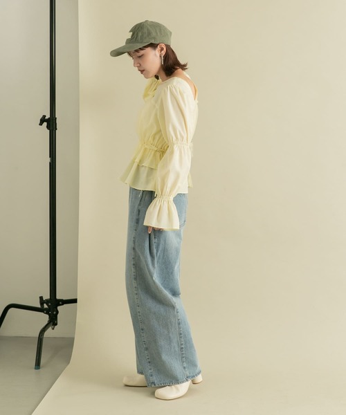 KBF（ケイビーエフ）の「2WAYチュールドッキングブラウス（シャツ/ブラウス・レディース・グリーン/アイボリー/ダークブラウン・ONE）」の20枚目の写真