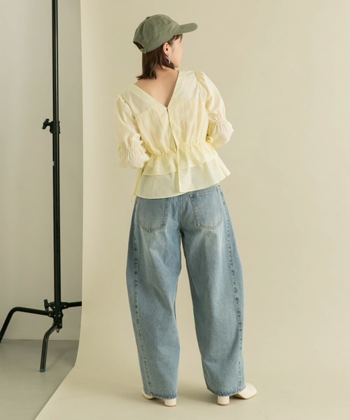 KBF（ケイビーエフ）の「2WAYチュールドッキングブラウス（シャツ/ブラウス・レディース・グリーン/アイボリー/ダークブラウン・ONE）」の21枚目の写真