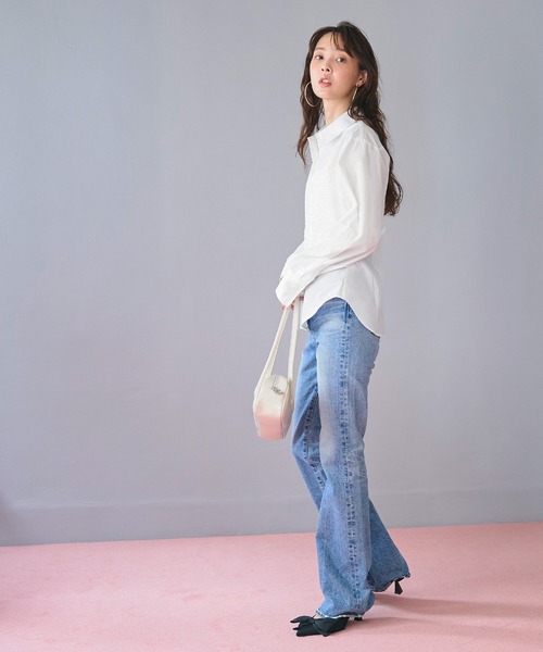coca(coca)(コカ)の「【WEB限定セール】ウエストシェイプシャツ(シャツ/ブラウス・レディース・ピンク/ホワイト・L/M)」の9枚目の写真
