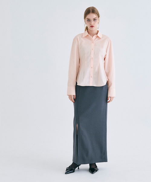 coca(coca)(コカ)の「【WEB限定セール】ウエストシェイプシャツ(シャツ/ブラウス・レディース・ピンク/ホワイト・L/M)」の4枚目の写真