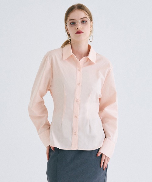 coca(coca)(コカ)の「【WEB限定セール】ウエストシェイプシャツ(シャツ/ブラウス・レディース・ピンク/ホワイト・L/M)」の5枚目の写真