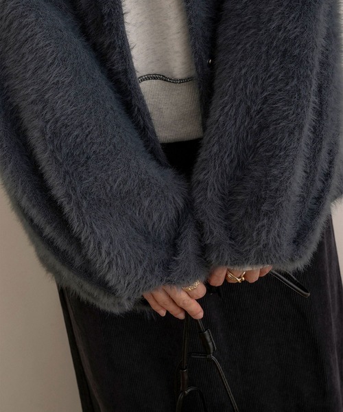 nananamoe ファーコート　シャギーニットコート me+em select（ミームセレクト） ノーカラーコート コート 「 5color