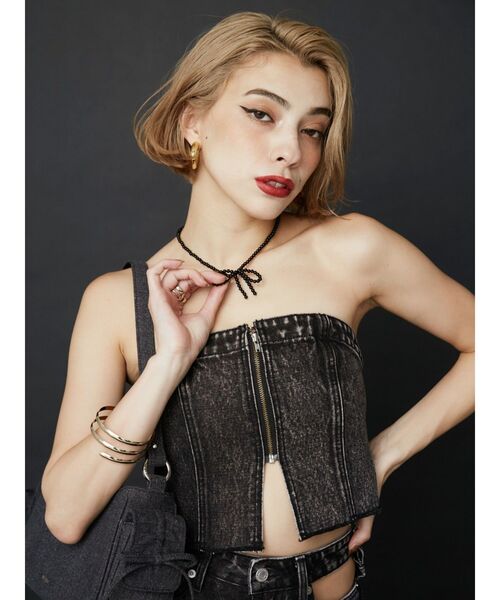 EVRIS（エヴリス）の「PEARL RIBBON CHOKER（チョーカー・レディース・ブラック/ホワイト・FREE）」の8枚目の写真