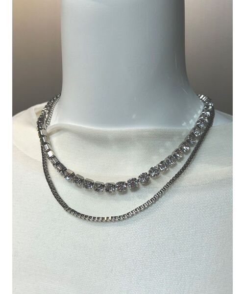 MURUA（ムルーア）の「チェーンMIXビジューネックレス（ネックレス・レディース・シルバー/ゴールド・FREE）」の3枚目の写真