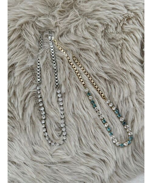 MURUA（ムルーア）の「チェーンMIXビジューネックレス（ネックレス・レディース・シルバー/ゴールド・FREE）」の6枚目の写真