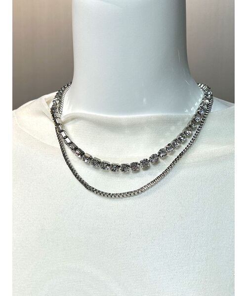 MURUA（ムルーア）の「チェーンMIXビジューネックレス（ネックレス・レディース・シルバー/ゴールド・FREE）」の7枚目の写真