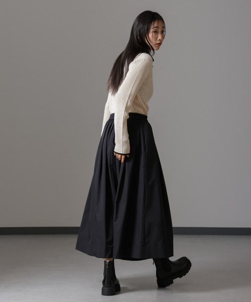 NANO universe（ナノユニバース）の「メランジスキッパーバイカラーニットプルオーバー(セットアップ可)（ニット/セーター・レディース・ブラック/カーキ/ベージュ・FREE）」の16枚目の写真