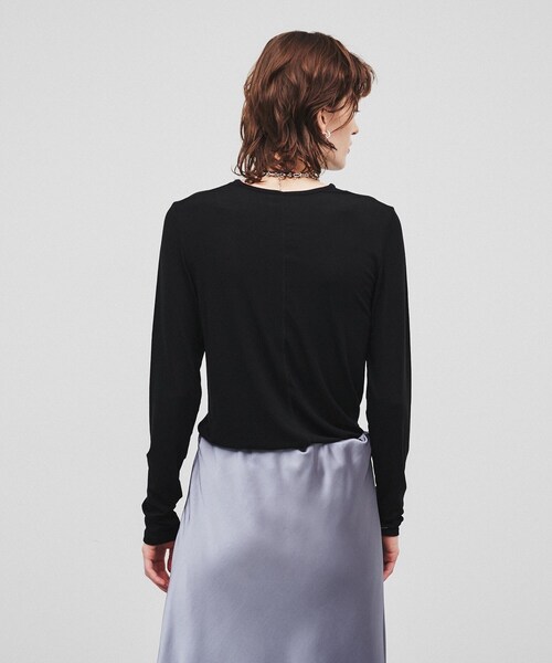 cloenc（クロエンス）の「◆【手洗い可】ラウンドネックカットソー（Tシャツ/カットソー・レディース・ライトグレー/ホワイト系/ブラック・02）」の7枚目の写真