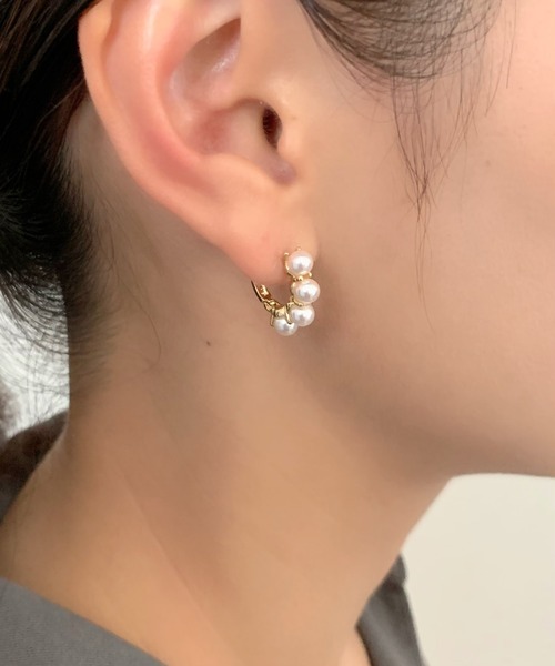4連パールフープピアス  (両耳用)
