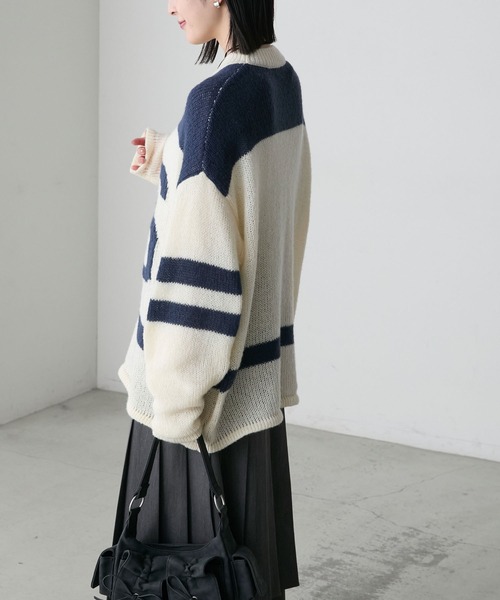 forksy.】ナンバリングオーバーサイズニットプルオーバー forksy