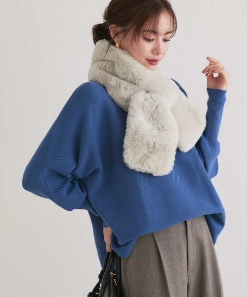 Pierrot（ピエロ）の「エコファーティペット（マフラー・レディース・チャコール/アイボリー/グレイッシュベージュ/グレー/キナリ・FREE）」の8枚目の写真