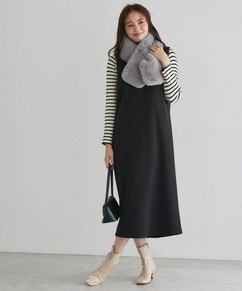 Pierrot（ピエロ）の「エコファーティペット（マフラー・レディース・チャコール/アイボリー/グレイッシュベージュ/グレー/キナリ・FREE）」の14枚目の写真