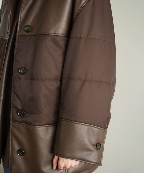 セール】LEATHER SWITCHING OVER JACKET（カバーオール）｜CLANE