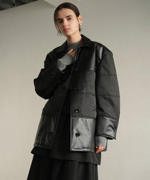 ジャケット・アウター CLANE LEATHER SWITCHING OVER JACKET セール】LEATHER SWITCHING OVER JACKET（カバーオール）｜CLANE