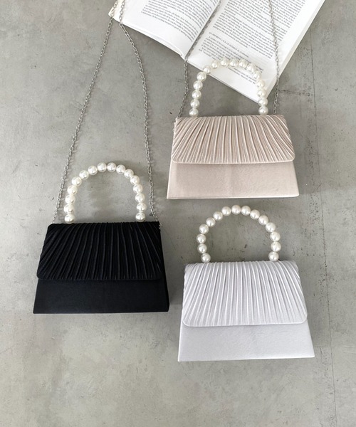 セール】プリーツフラップパールパーティーバッグ 結婚式 お呼ばれ
