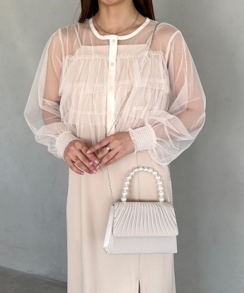 MYMOOD.(マイムード)の「プリーツフラップパールパーティーバッグ 結婚式 お呼ばれ オケージョン(クラッチバッグ・レディース・シルバー/アイボリー/ブラック・FREE)」の14枚目の写真