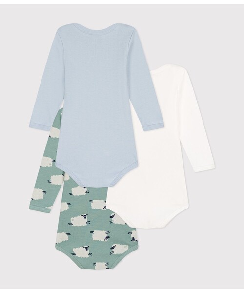 美品プチバトー長袖ボディu0026ロンパースセットベビー　ベビー服 長袖ボディ3枚組 PETIT BATEAU プチバトー マタニティウェア