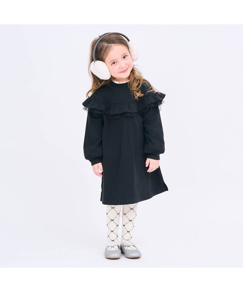 apres les cours(アプレレクール)の「リボン・ハート柄タイツ(タイツ/ストッキング・キッズ・アイボリー/ネイビー・90/100/110/120/140)」の3枚目の写真