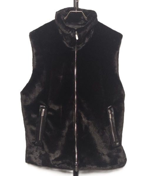 【セール】MMMM/フェイクファー スタンドカラーベスト（ベスト）｜MMMM（エムエムエムエム）