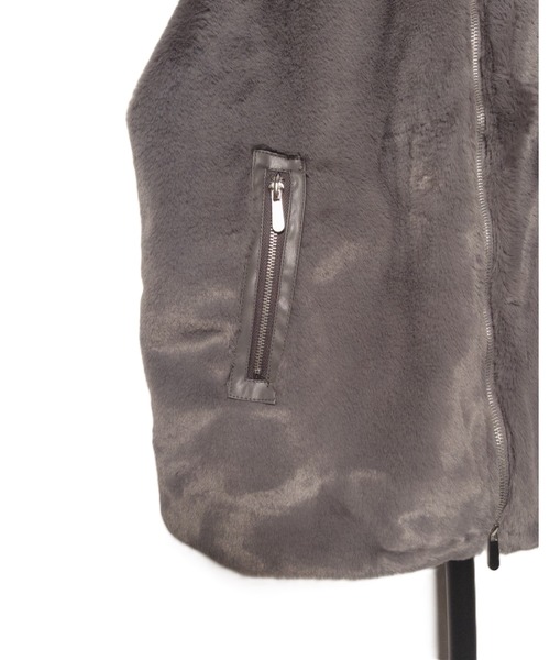 【セール】MMMM/フェイクファー スタンドカラーベスト（ベスト）｜MMMM（エムエムエムエム）