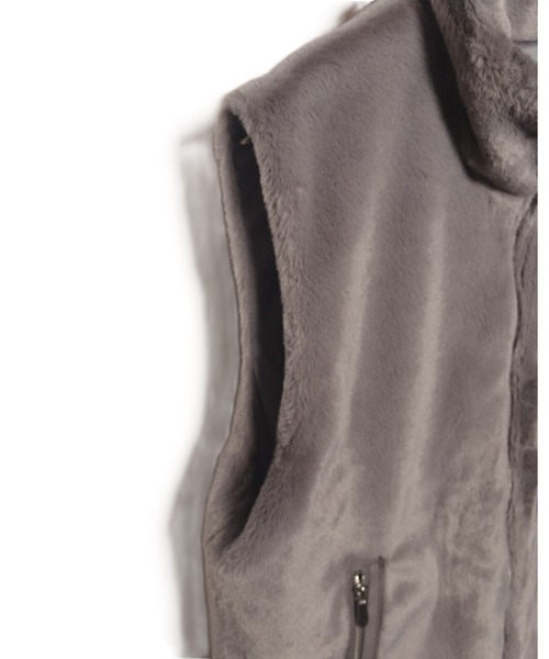 【セール】MMMM/フェイクファー スタンドカラーベスト（ベスト）｜MMMM（エムエムエムエム）