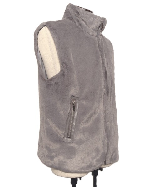 【セール】MMMM/フェイクファー スタンドカラーベスト（ベスト）｜MMMM（エムエムエムエム）