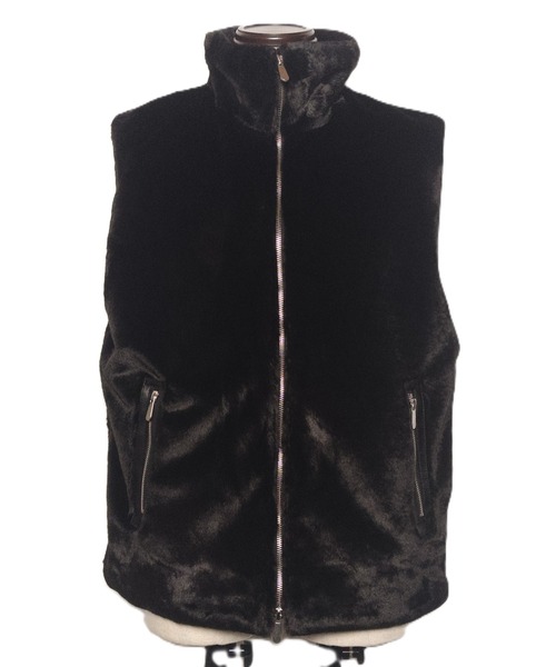 【セール】MMMM/フェイクファー スタンドカラーベスト（ベスト）｜MMMM（エムエムエムエム）