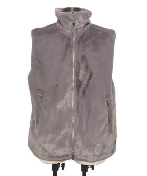 【セール】MMMM/フェイクファー スタンドカラーベスト（ベスト）｜MMMM（エムエムエムエム）