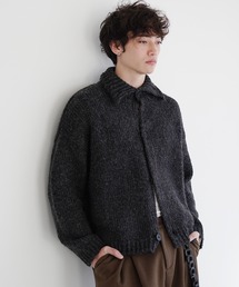 MinoriTY | 【MinoriTY】襟付きミックスボリュームニットカーディガン メンズ オーバーサイズ(カーディガン/ボレロ)
