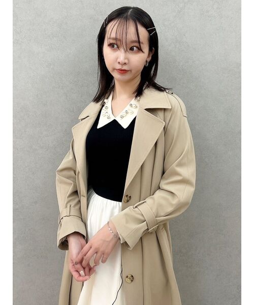 dazzlin（ダズリン）の「レイヤードタックシングルトレンチコート（トレンチコート・レディース・ブラック/ベージュ・FREE）」の5枚目の写真