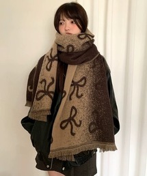 襟マフラー ベロアリボン「黒」　⬛️ RIBBON] リボン付きマフラー - 毛皮リメイクのTADFUR