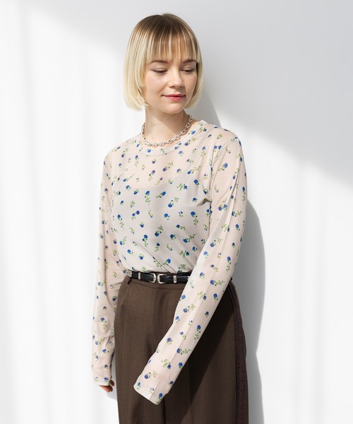 MAISON BREEZE reveur(メゾンブリーズレヴール)の「【MAISON BREEZE reveur】crew neck printed sheer tops クルーネックプリントシアートップス(Tシャツ/カットソー・レディース・ベージュ系その他2/ブラック/ブラック系その他2/ベージュ・FREE)」の17枚目の写真