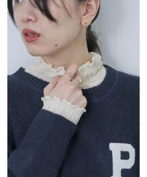 Samansa Mos2 blue | フリル衿シャーリングプルオーバー(Tシャツ/カットソー)