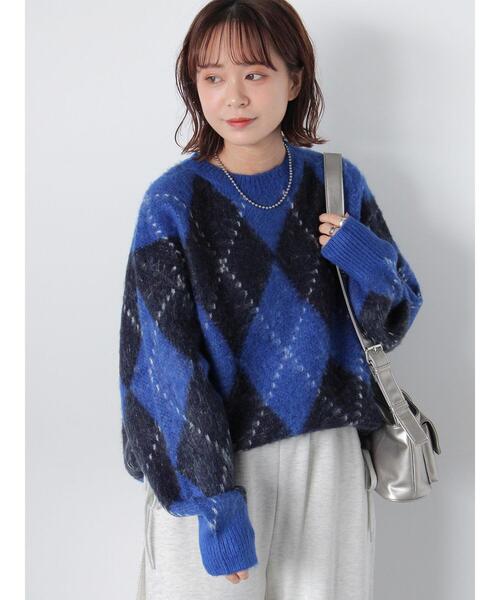 ehka sopo（エヘカソポ）の「アーガイル柄プルオーバー（ニット/セーター・レディース・ブルー/パープル/マスタード/グリーン・F）」の3枚目の写真